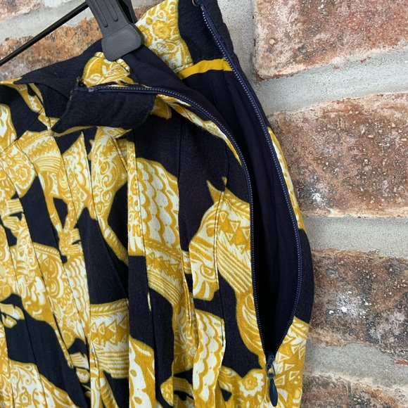 Anthro Maeve Jade A-Line Skirt Navy Gold - Picture 7 of 7